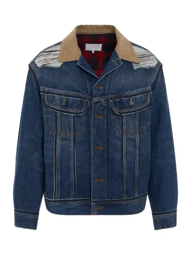 Maison Margiela Deconstruction Cut-out Denim Jacket in Indigo Blue