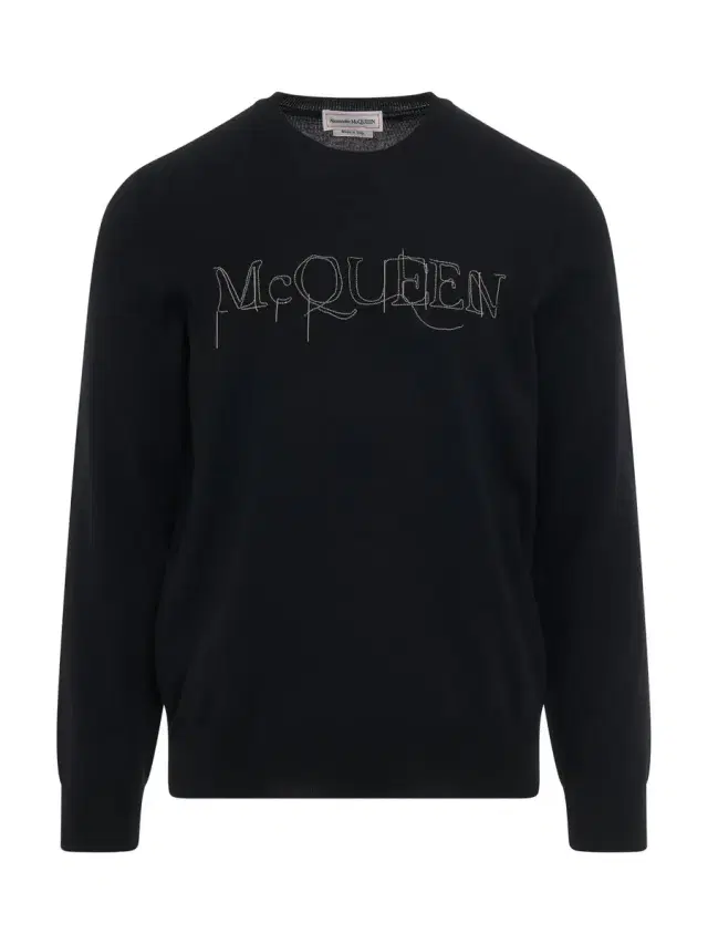 Alexander McQueen Chain Embroidered Knit Sweater in Black/silver