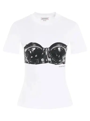 Alexander McQueen Bra Bustier Print Fitted T-shirt | Thumbnail 1