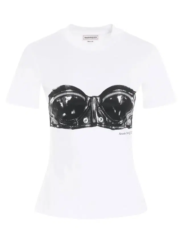 Alexander McQueen Bra Bustier Print Fitted T-shirt