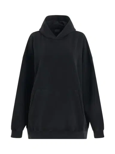 Balenciaga Back Logo Oversized Hoodie in Black/silver Black | Thumbnail 1 Balenciaga Back Logo Oversized Hoodie in Black/silver Black | Thumbnail 1