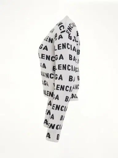 Balenciaga Allover Logo Horizontal Cropped Sweater | Thumbnail 2 Balenciaga Allover Logo Horizontal Cropped Sweater | Thumbnail 2