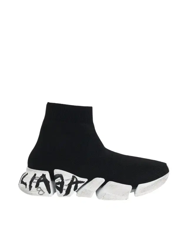 Balenciaga Speed 2.0 Graffiti Knit in Black/white