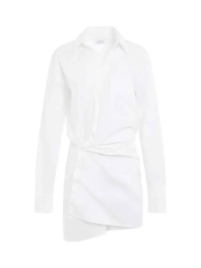 Off-White Poplin Twist Shirt Dress