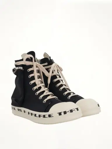 RICK OWENS DRKSHDW Cargo High Sneaker With Tears Bumper in Black/milk Black | Thumbnail 3 RICK OWENS DRKSHDW Cargo High Sneaker With Tears Bumper in Black/milk Black | Thumbnail 3