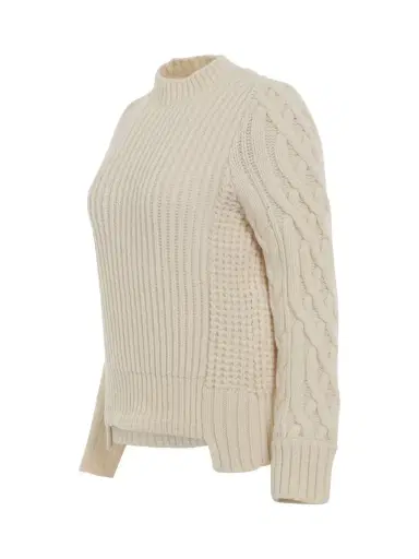 Sacai Wool Mohair Knit Pullover in Off White | Thumbnail 3 Sacai Wool Mohair Knit Pullover in Off White | Thumbnail 3