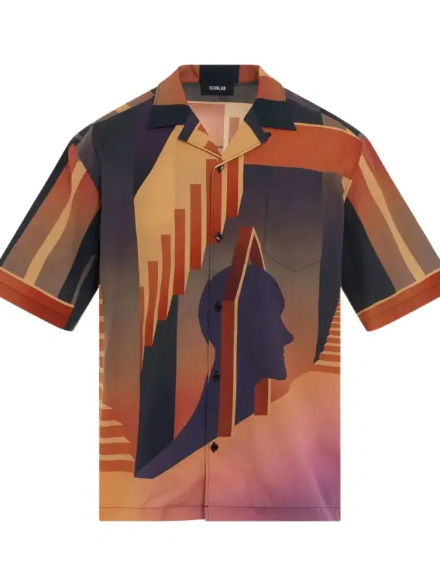 Egonlab Graphic Bowling Shirt in Warm Desert Brown