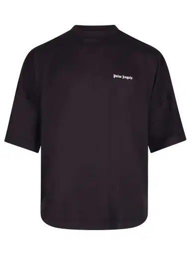 Palm Angels Embroidered Logo Oversized T-shirt in Black/white Black | Thumbnail 1 Palm Angels Embroidered Logo Oversized T-shirt in Black/white Black | Thumbnail 1