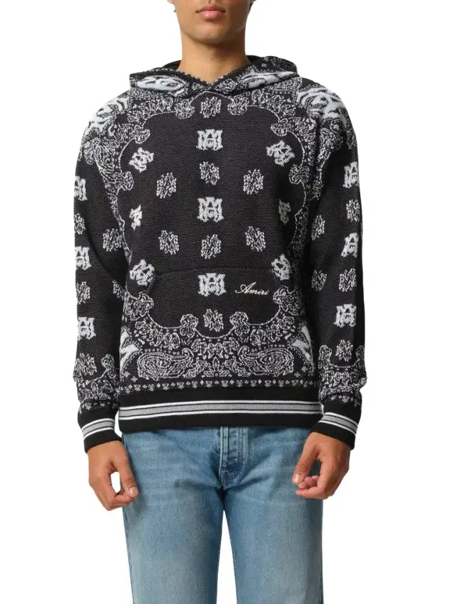 AMIRI Bandana Hoodie in Black/white
