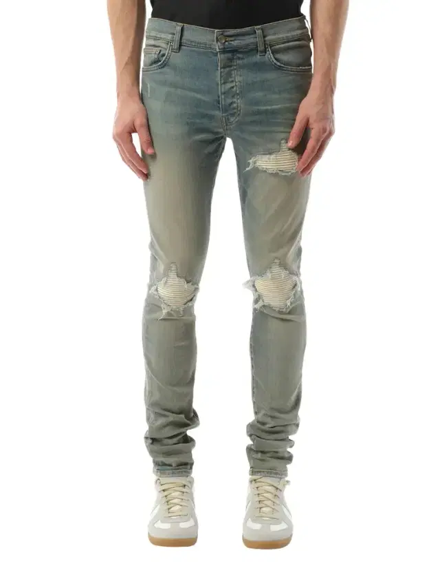 AMIRI Mx1 Ultrasuede Jeans in Antique Indigo Blue