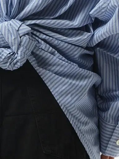 Balenciaga Long Sleeve Knotted Shirt in Blue/white Blue | Thumbnail 2 Balenciaga Long Sleeve Knotted Shirt in Blue/white Blue | Thumbnail 2