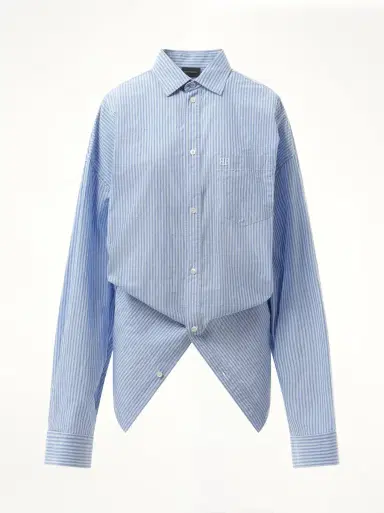 Balenciaga Long Sleeve Knotted Shirt in Blue/white Blue | Thumbnail 3 Balenciaga Long Sleeve Knotted Shirt in Blue/white Blue | Thumbnail 3