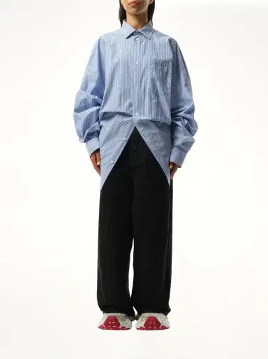 Balenciaga Long Sleeve Knotted Shirt in Blue/white Blue | Thumbnail 4 Balenciaga Long Sleeve Knotted Shirt in Blue/white Blue | Thumbnail 4