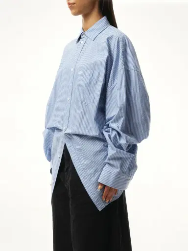 Balenciaga Long Sleeve Knotted Shirt in Blue/white Blue | Thumbnail 5 Balenciaga Long Sleeve Knotted Shirt in Blue/white Blue | Thumbnail 5