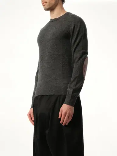 Maison Margiela Elbow Patch Knit Sweater in Charcoal Black | Thumbnail 5 Maison Margiela Elbow Patch Knit Sweater in Charcoal Black | Thumbnail 5