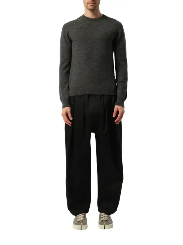 Maison Margiela Elbow Patch Knit Sweater in Charcoal Black