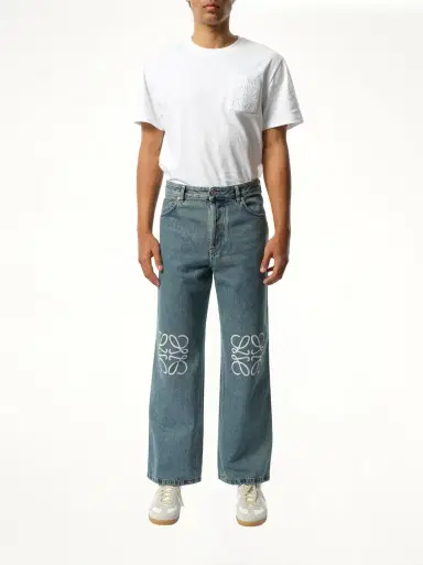 Loewe Anagram Baggy Jeans AF in Mid Blue Denim | Thumbnail 4