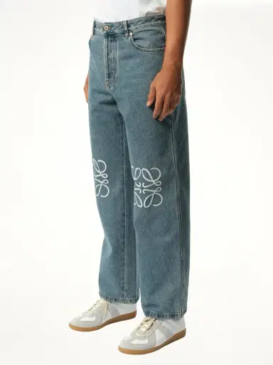 Loewe Anagram Baggy Jeans AF in Mid Blue Denim | Thumbnail 5