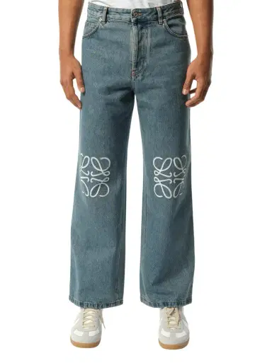 Loewe Anagram Baggy Jeans AF in Mid Blue Denim | Thumbnail 1