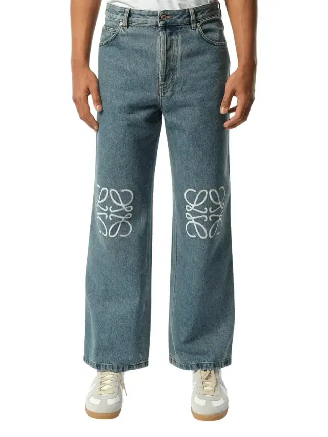 Loewe Anagram Baggy Jeans AF in Mid Blue Denim