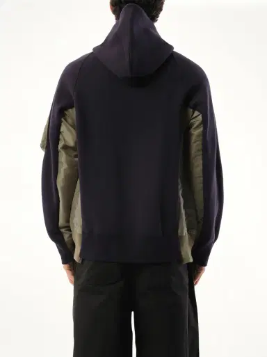 Sacai Sponge Sweat Nylon Twill Hoodie in Navy/khaki | Thumbnail 6