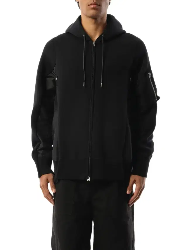 Sacai Sponge Sweat Nylon Twill Zip Hoodie