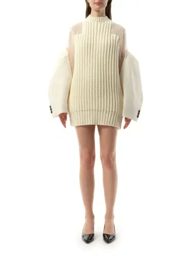 Sacai Silk Chiffon Mix Knit Dress | Thumbnail 4 Sacai Silk Chiffon Mix Knit Dress | Thumbnail 4