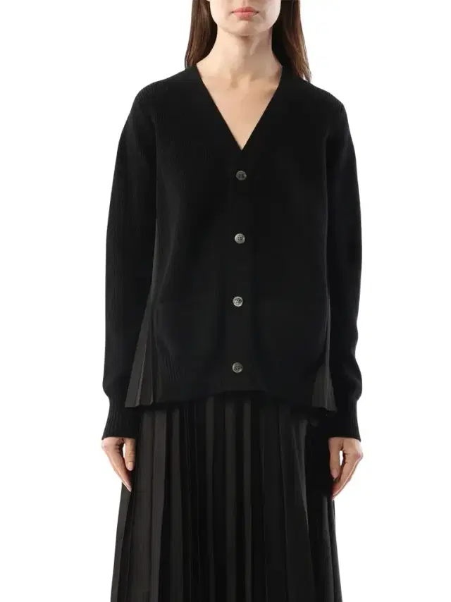 Sacai Wool Knit x Cotton Poplin Cardigan