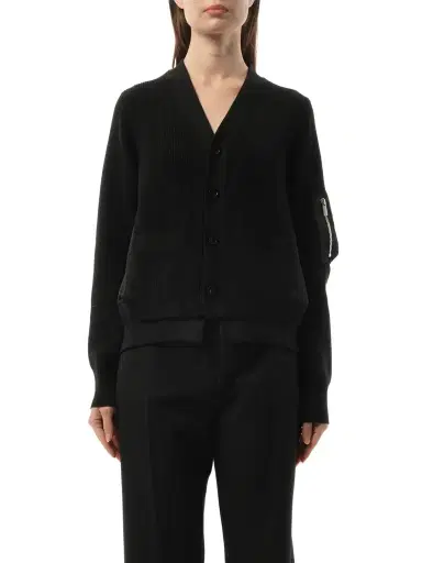 Sacai Nylon Twill Knit Cardigan | Thumbnail 1