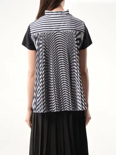 Sacai Cotton Poplin x Jersey T-shirt in Navy/navy Stripe | Thumbnail 6 Sacai Cotton Poplin x Jersey T-shirt in Navy/navy Stripe | Thumbnail 6