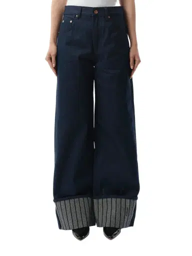 Jacquemus Le De-nimes Large in Navy/navy Stripe | Thumbnail 1 Jacquemus Le De-nimes Large in Navy/navy Stripe | Thumbnail 1