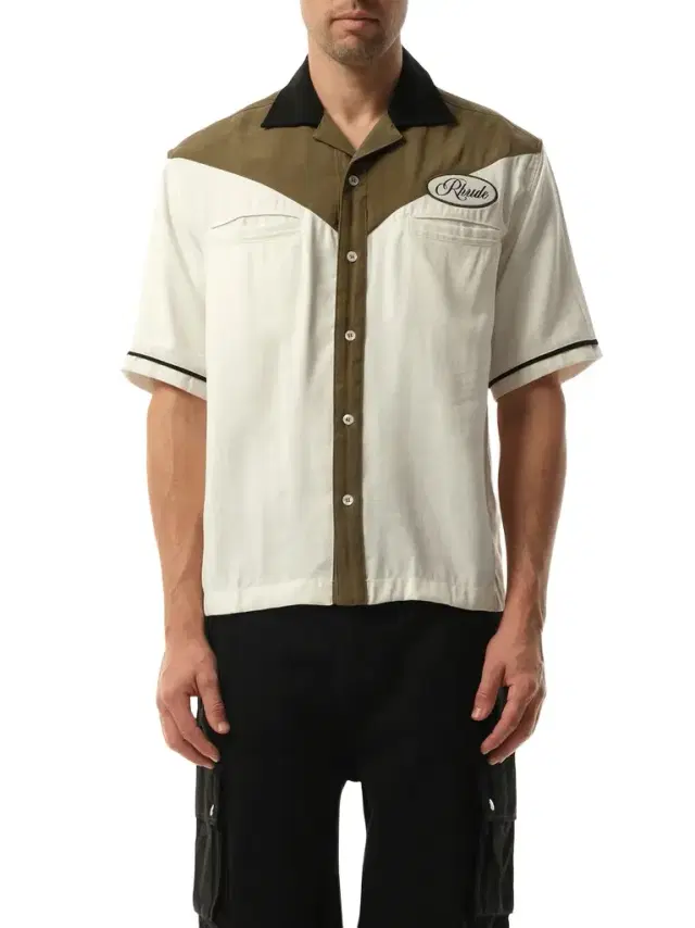 Rhude Town & Country Bowling Shirt in Military Green/off White Green
