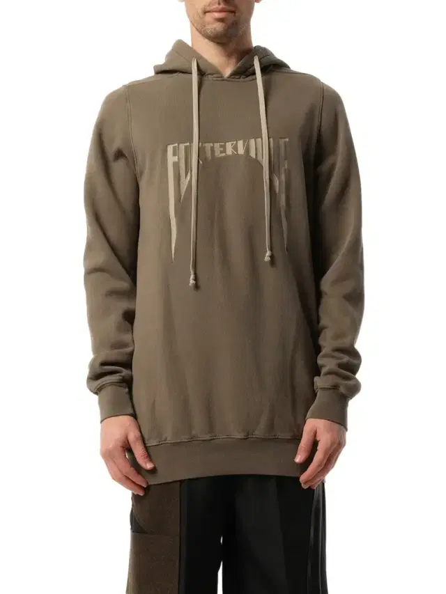 Rick Owens Porterville Embroidered Hoodie in Dust/pearl Brown