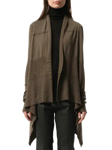 Rick Owens Medium Wrap Cardigan in Dust Brown | Thumbnail 1 Rick Owens Medium Wrap Cardigan in Dust Brown | Thumbnail 1