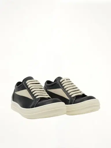 Rick Owens Full Grain Leather Vintage Sneaker in Black/milk | Thumbnail 3 Rick Owens Full Grain Leather Vintage Sneaker in Black/milk | Thumbnail 3