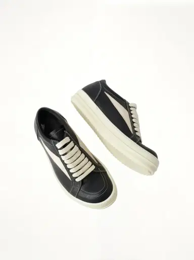 Rick Owens Full Grain Leather Vintage Sneaker in Black/milk | Thumbnail 4 Rick Owens Full Grain Leather Vintage Sneaker in Black/milk | Thumbnail 4