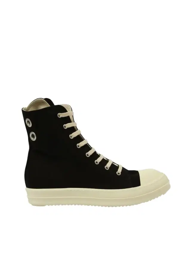 RICK OWENS DRKSHDW Denim High Sneaks in Black/milk Black