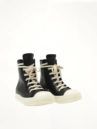 Rick Owens Washed Calf Sneaker in Black/milk | Thumbnail 3 Rick Owens Washed Calf Sneaker in Black/milk | Thumbnail 3