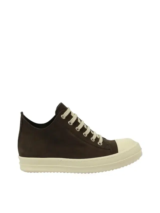 Rick Owens Grey Wolf Nubuk Low Sneaker in Dark Dust/milk Brown