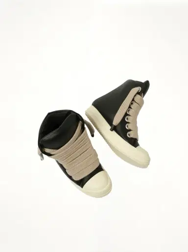 Rick Owens Jumbo Laced Padded High Sneaks in Black/milk | Thumbnail 4 Rick Owens Jumbo Laced Padded High Sneaks in Black/milk | Thumbnail 4