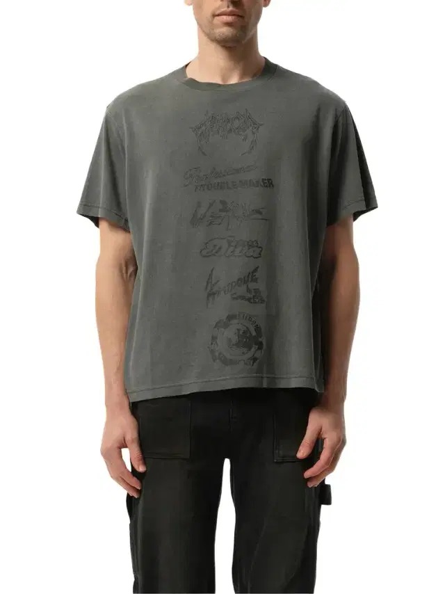 We11Done Multi-logo T-shirt in Charcoal Black