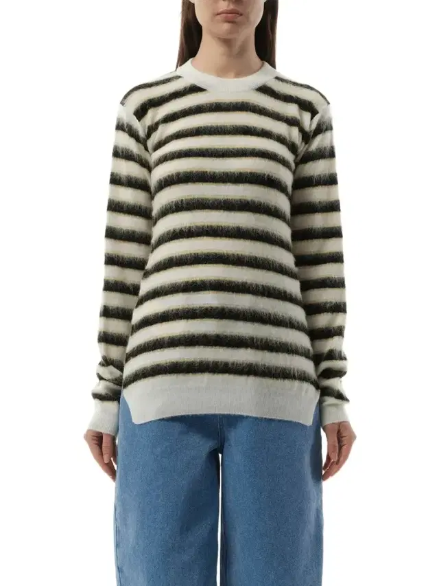 Marni Mohair Stripe Sweater in Light Alabaster White