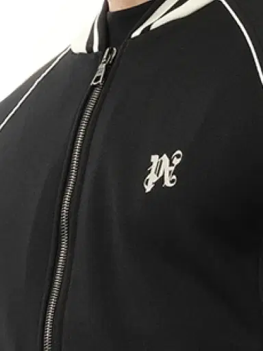 Palm Angels New Monogram Track Jacket in Black/off White Black | Thumbnail 2 Palm Angels New Monogram Track Jacket in Black/off White Black | Thumbnail 2