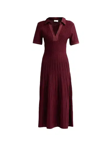 Milly Women's Dylan Johnny-Collar Ribbed Midi Dress | Thumbnail 1