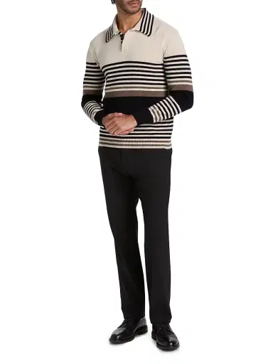 Paul Smith Men's Striped Cashmere Polo Sweater | Thumbnail 2 Paul Smith Men's Striped Cashmere Polo Sweater | Thumbnail 2
