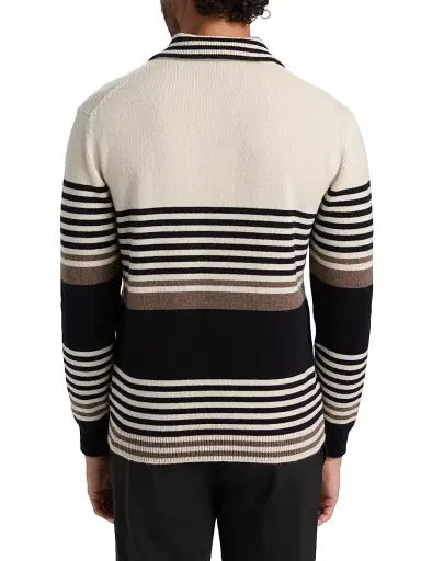 Paul Smith Men's Striped Cashmere Polo Sweater | Thumbnail 5 Paul Smith Men's Striped Cashmere Polo Sweater | Thumbnail 5