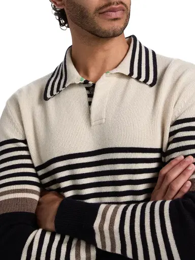 Paul Smith Men's Striped Cashmere Polo Sweater | Thumbnail 6 Paul Smith Men's Striped Cashmere Polo Sweater | Thumbnail 6