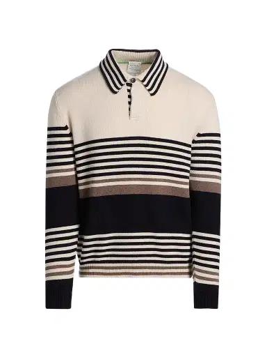 Paul Smith Men's Striped Cashmere Polo Sweater | Thumbnail 1 Paul Smith Men's Striped Cashmere Polo Sweater | Thumbnail 1