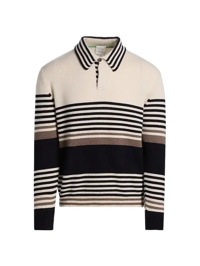 Paul Smith Men's Striped Cashmere Polo Sweater