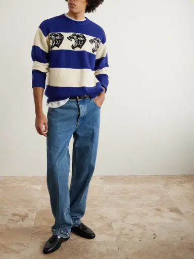 Valentino Garavani Striped Jacquard-Knit Wool Sweater | Thumbnail 2